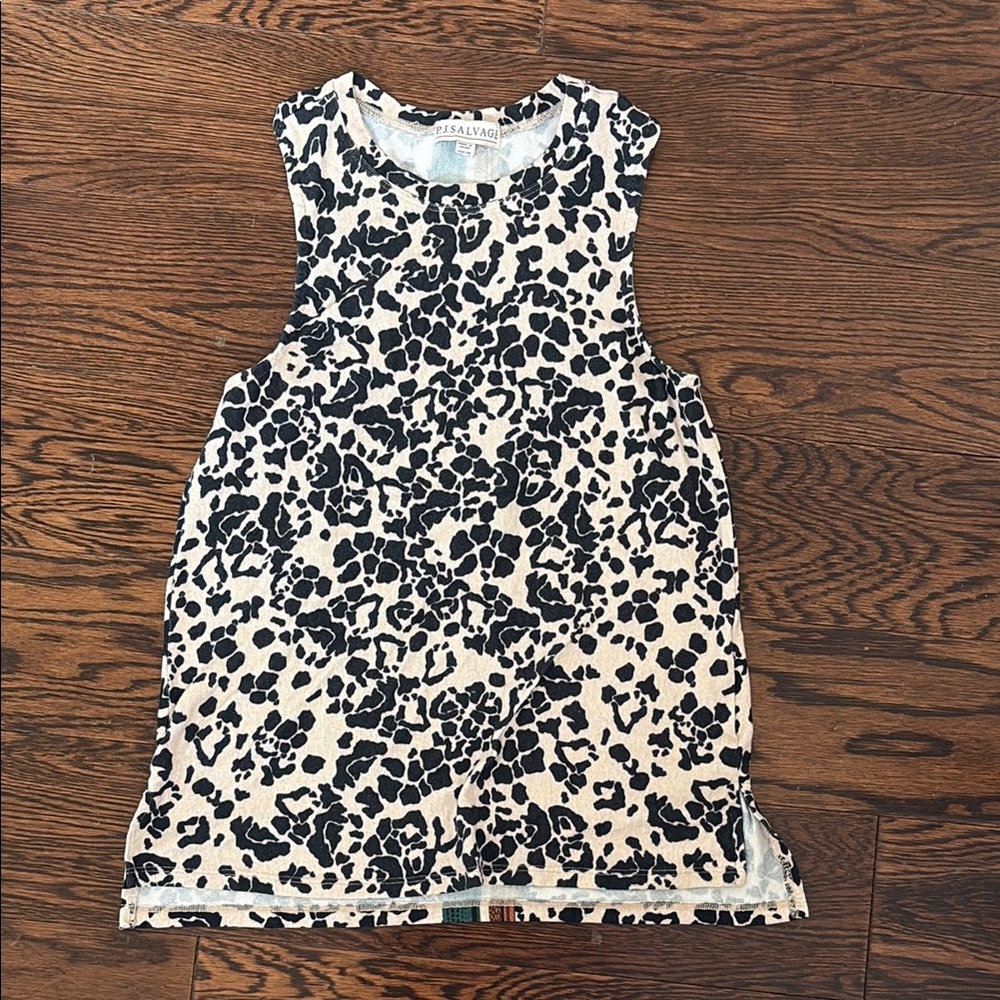P.J. Salvage Black and Cream Leopard Print Top